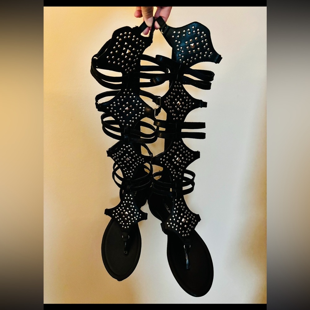 Black Studded Women's Sandals